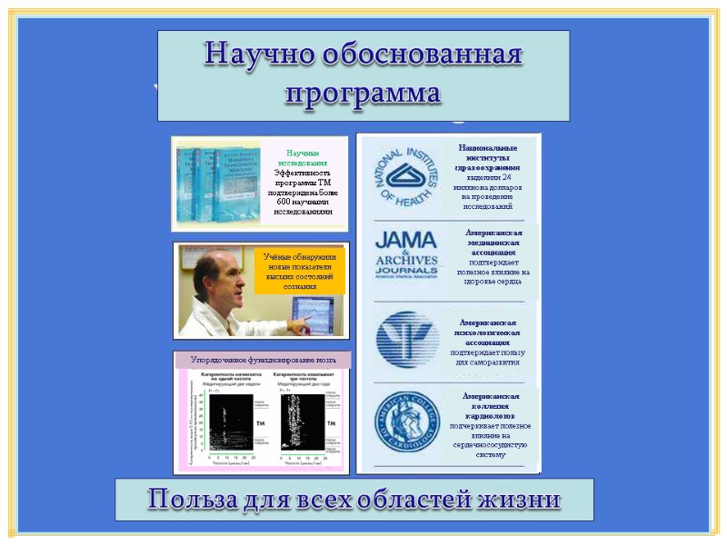 Научно обоснованная программа Польза для всех областей жизни Национальные институты здравоохранения выделили Научно обоснованная программа Польза для всех областей жизни Национальные институты здравоохранения выделили